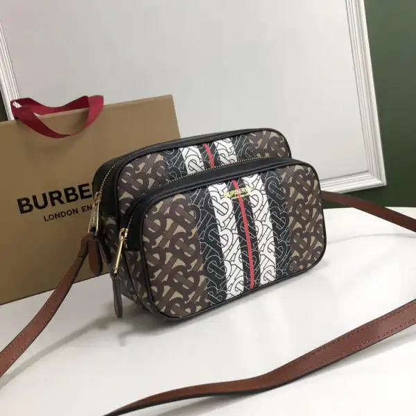 TO BURBERRY Medium Monogram Stripe E-canvas Camera Bag 0207